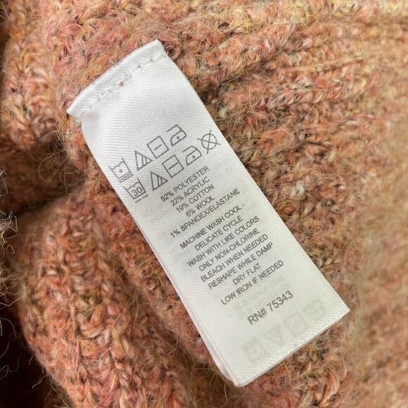 Sincerely Jules Size Medium Pink Wool Blend Cropped Chunky 1/4 Zip Sweater Boho - Picture 6 of 6